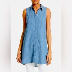 Alice & Olivia Anisa Sleeveless Chambray Denim Tunic Top Size M